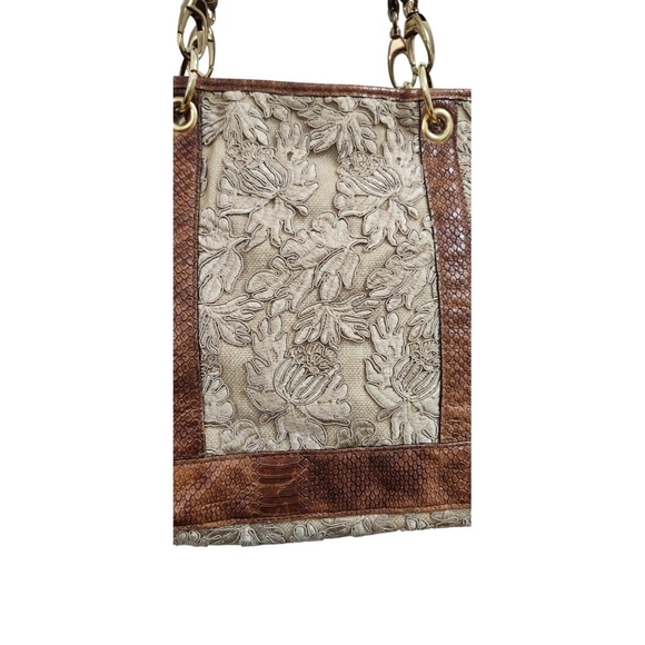 Rare Clever Carriage Company Embroidered lace & Croc Embossed Leather La… - Picture 3 of 16